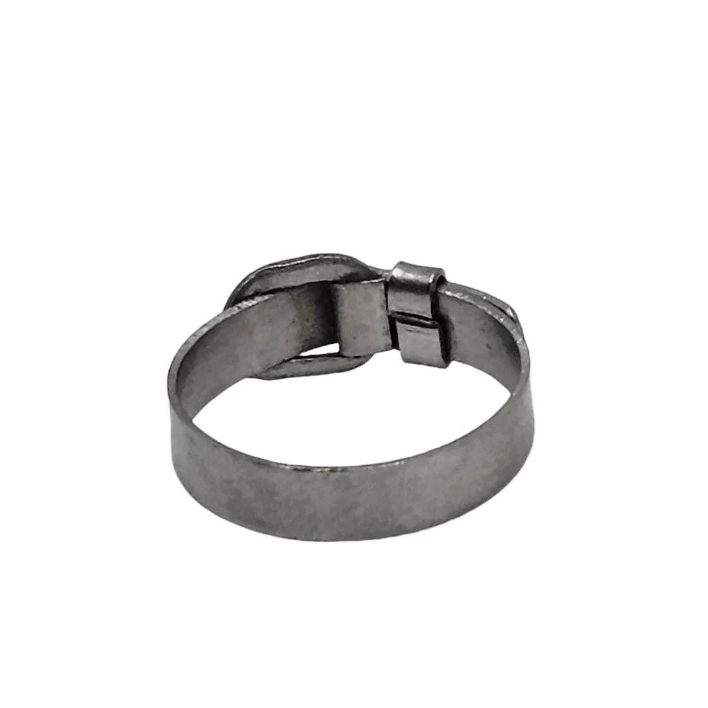Silver-Toned Belt Buckle Ring Size 7